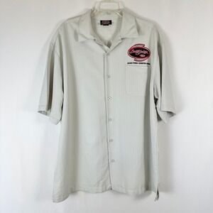 Barrett Jackson Button Up Shirt Men XL Short Sleeve Embroidered‎ Graphic Retro